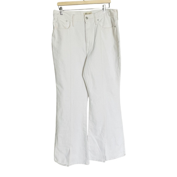 NWT Madewell Baggy Flare Split Hem Jeans Tile White Denim Size 31 - Picture 3 of 8